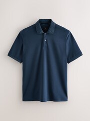 Navy Blue Short Sleeve Smart Collar Polo Shirt - Image 1 of 3