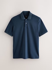 Navy Blue Short Sleeve Smart Collar Polo Shirt - Image 7 of 9