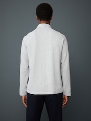 Light Grey Textured Waffle Long Sleeve Polo Shirt - Image 3 of 7