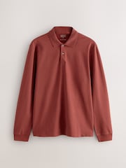 Red Regular Fit Long Sleeve Pique Polo Shirt - Image 5 of 7