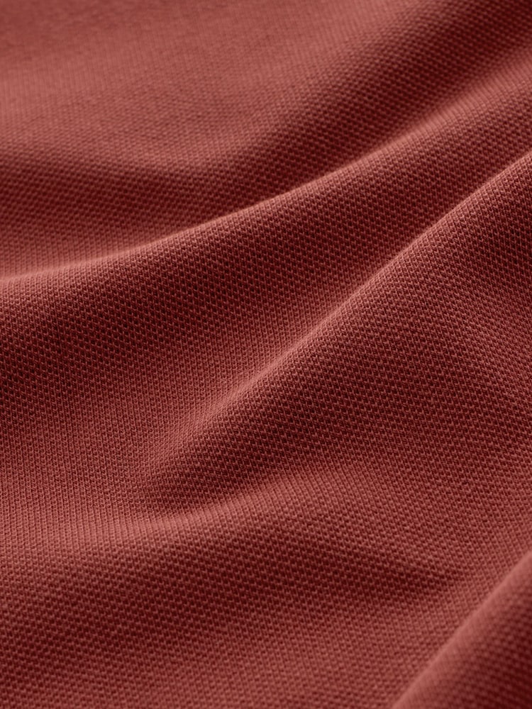 Red Regular Fit Long Sleeve Pique Polo Shirt - Image 7 of 7