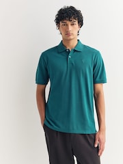 Teal Blue Regular Fit Short Sleeve Pique Polo Shirt - Image 1 of 7