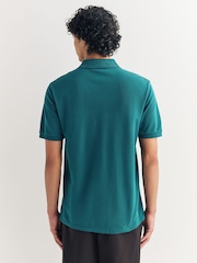 Teal Blue Regular Fit Short Sleeve Pique Polo Shirt - Image 3 of 7