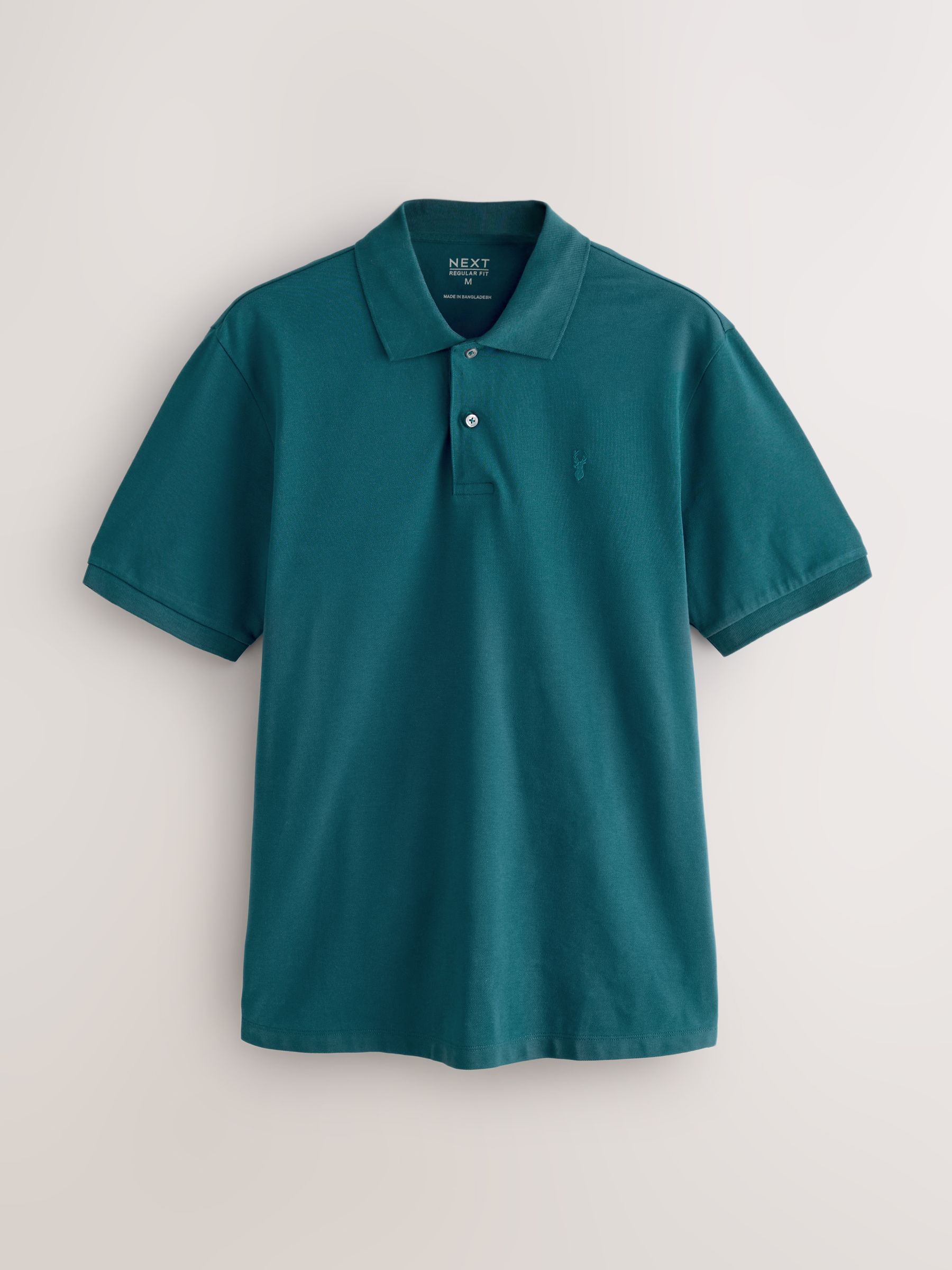 Buy Teal Blue Regular Fit Short Sleeve Pique Polo Shirt from Next