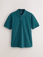 Teal Blue Regular Fit Short Sleeve Pique Polo Shirt - Image 5 of 7