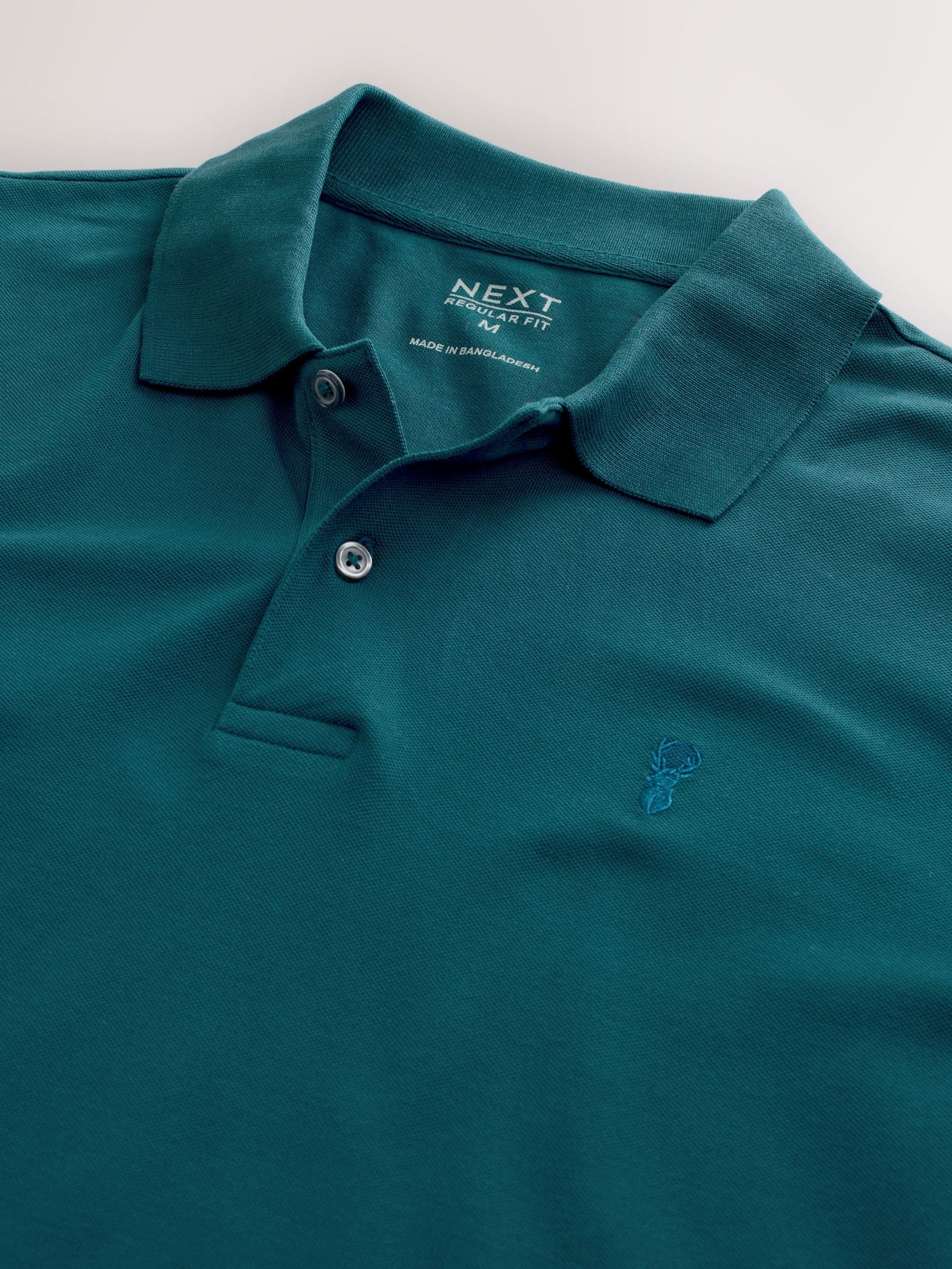 Buy Teal Blue Regular Fit Short Sleeve Pique Polo Shirt from Next USA