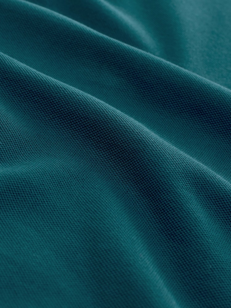 Teal Blue Regular Fit Short Sleeve Pique Polo Shirt - Image 7 of 7