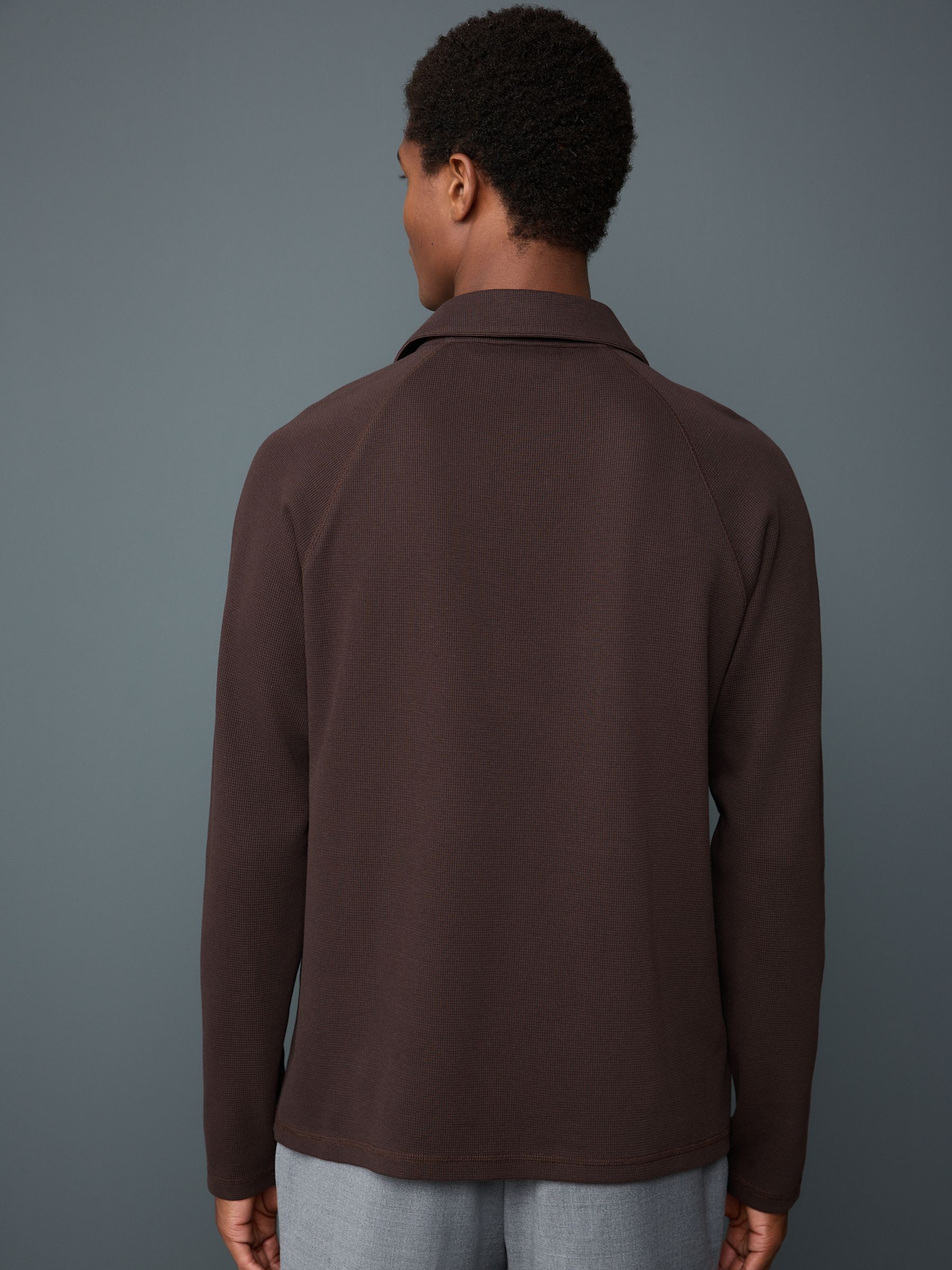 Buy Brown Long Sleeve Textured Waffle Polo Shirt from Next USA