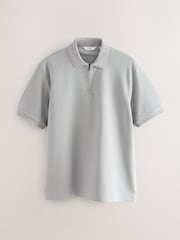 Grey Textured Smart Zip Neck Polo Shirt - Image 6 of 8