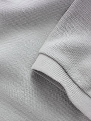 Grey Textured Smart Zip Neck Polo Shirt - Image 8 of 8