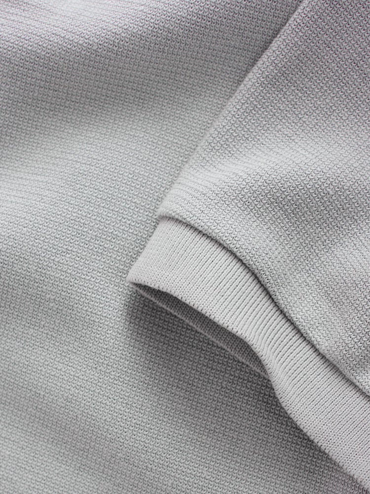 Grey Textured Smart Zip Neck Polo Shirt - Image 8 of 8