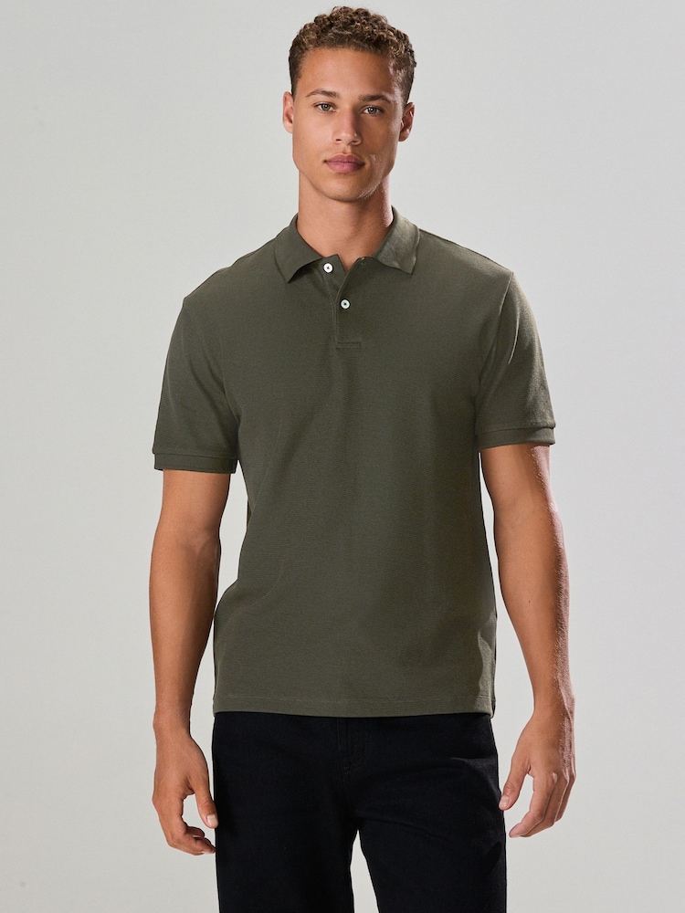 Green Textured Smart Polo Shirt - Image 1 of 7