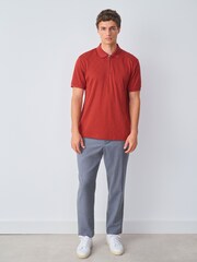 Rust Red Regular Fit Smart Jaquard Polo Shirt - Image 2 of 8