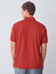 Rust Red Regular Fit Smart Jaquard Polo Shirt - Image 3 of 8