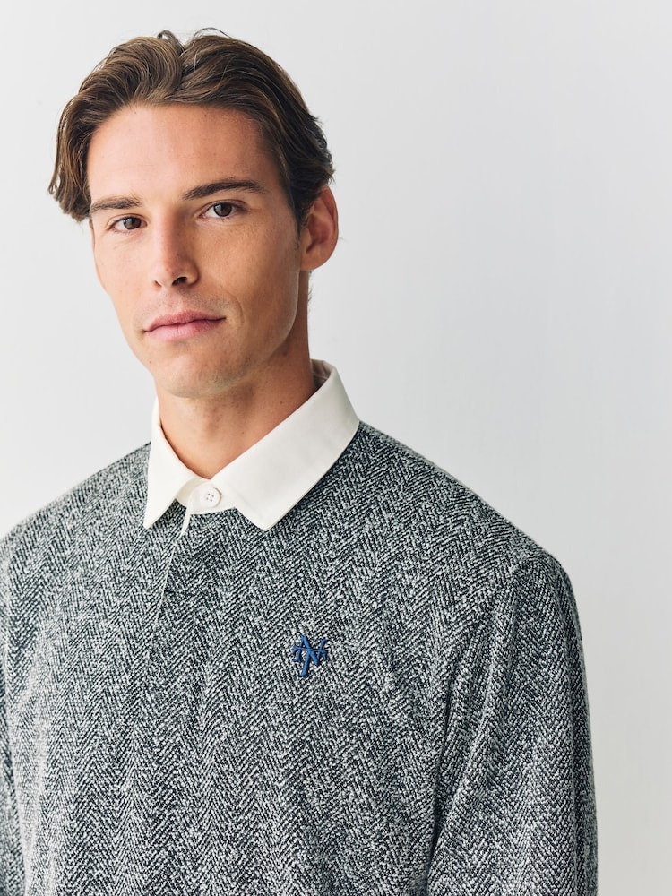 Grey Herringbone Rugby Shirt - Image 1 of 7