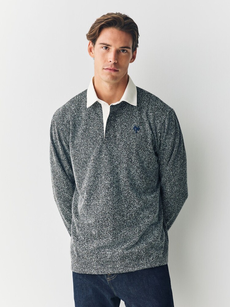 Grey Herringbone Rugby Shirt - Image 2 of 7