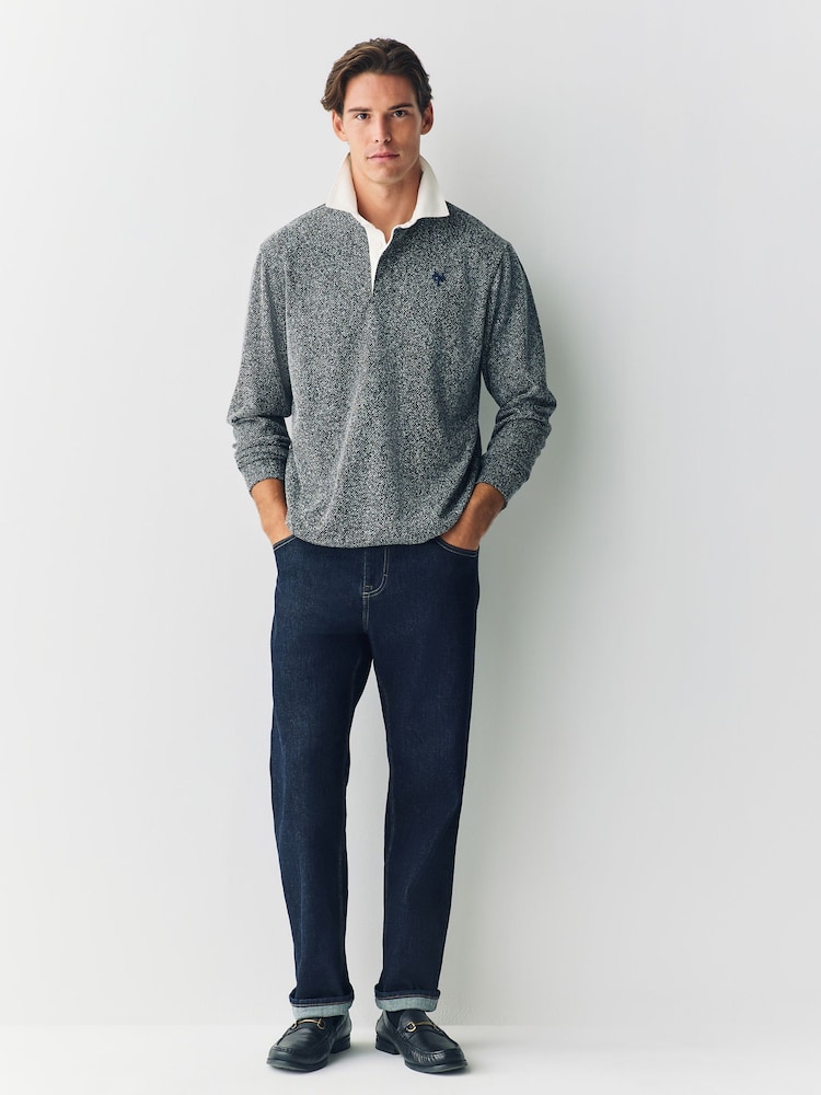 Grey Herringbone Rugby Shirt - Image 2 of 7 Grey Herringbone Rugby Shirt - Image 2 of 7