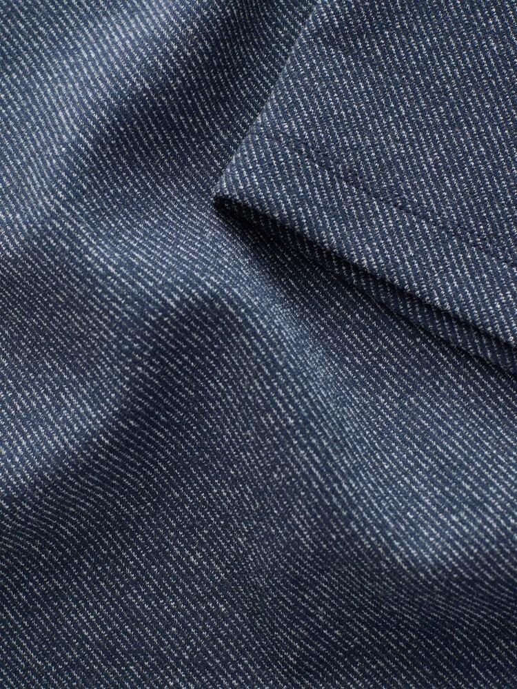 Navy Blue Twill Heritage Brushed Pattern Polo Shirt - Image 9 of 9