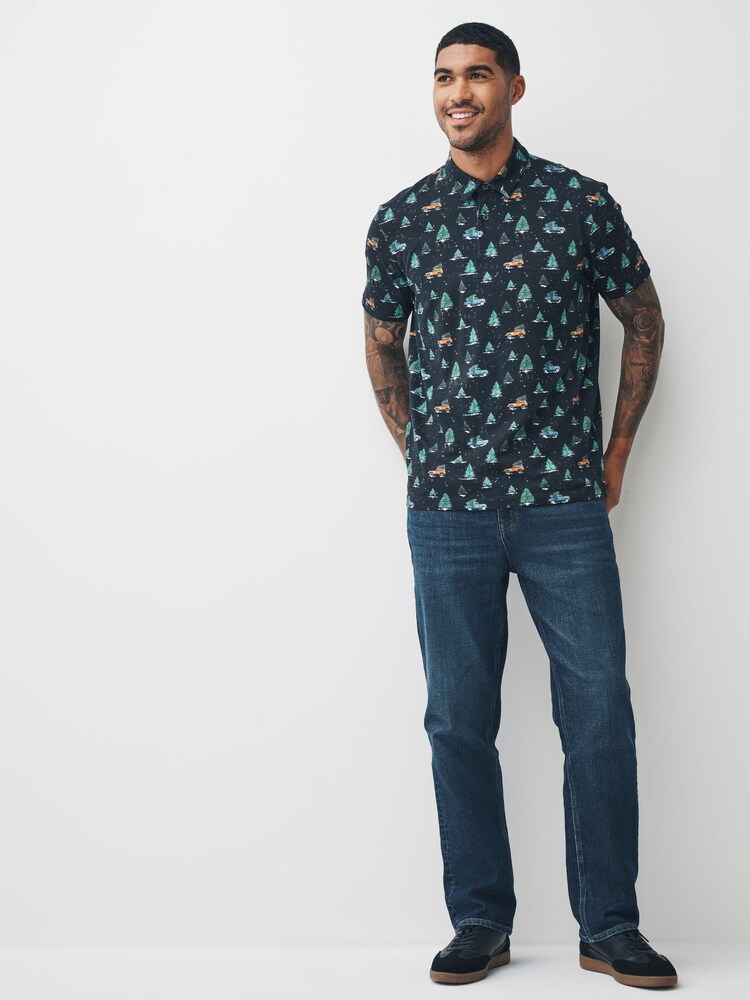 Charcoal Grey Car Christmas Polo Shirt - Image 2 of 7