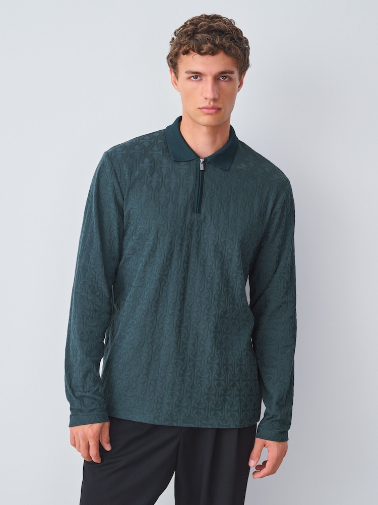Green Smart Quarter Zip Polo Shirt - Image 1 of 8