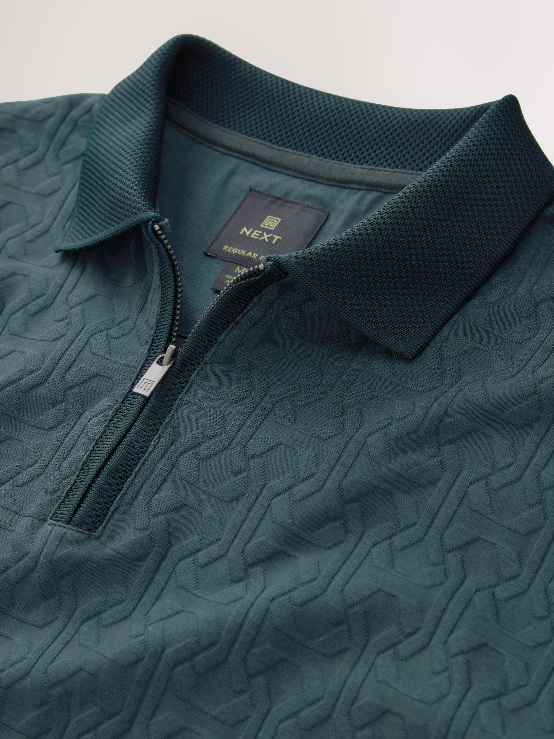 Buy Green Smart Quarter Zip Polo Shirt from the Next UK online shop