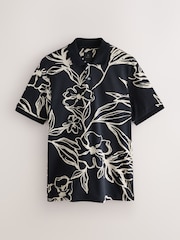 Black Gold Floral Short Sleeve Print Polo Shirt - Image 1 of 8