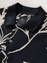 Black Gold Floral Short Sleeve Print Polo Shirt - Image 2 of 8