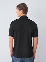 Black Green Check Short Sleeve Smart Collar Polo Shirt - Image 4 of 8