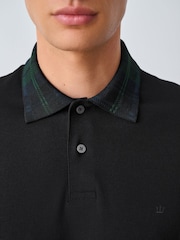 Black Green Check Short Sleeve Smart Collar Polo Shirt - Image 5 of 8