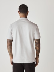 Light Grey Marl Regular Fit Short Sleeve Pique Polo Shirt - Image 3 of 5