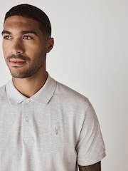 Light Grey Marl Regular Fit Short Sleeve Pique Polo Shirt - Image 4 of 5
