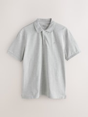 Light Grey Marl Regular Fit Short Sleeve Pique Polo Shirt - Image 6 of 8