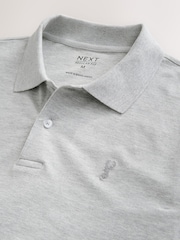 Light Grey Marl Regular Fit Short Sleeve Pique Polo Shirt - Image 7 of 8