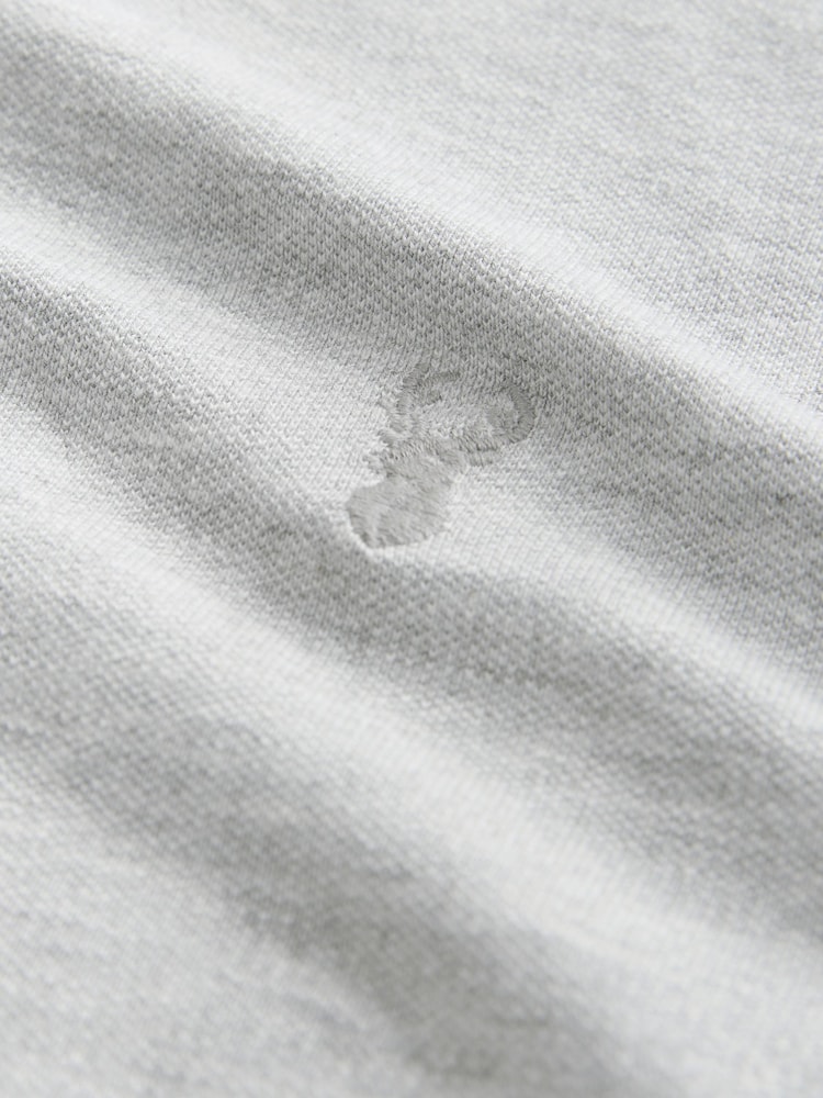 Light Grey Marl Regular Fit Short Sleeve Pique Polo Shirt - Image 8 of 8