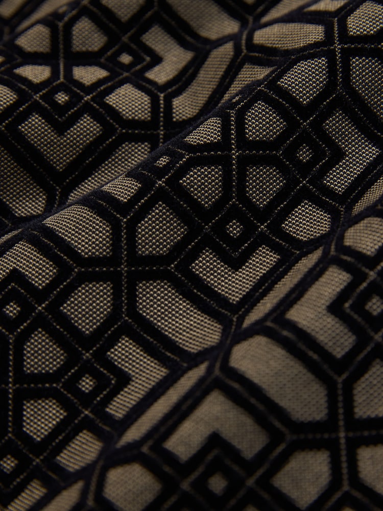 Melns/bronzas pūka - N. Premium Pattern polo krekls ar ceturtdaļas rāvējslēdzēju - Attēls 7 no 7