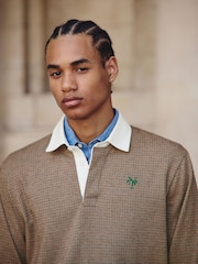 Tan Brown Puppytooth Rugby Shirt - Image 1 of 7