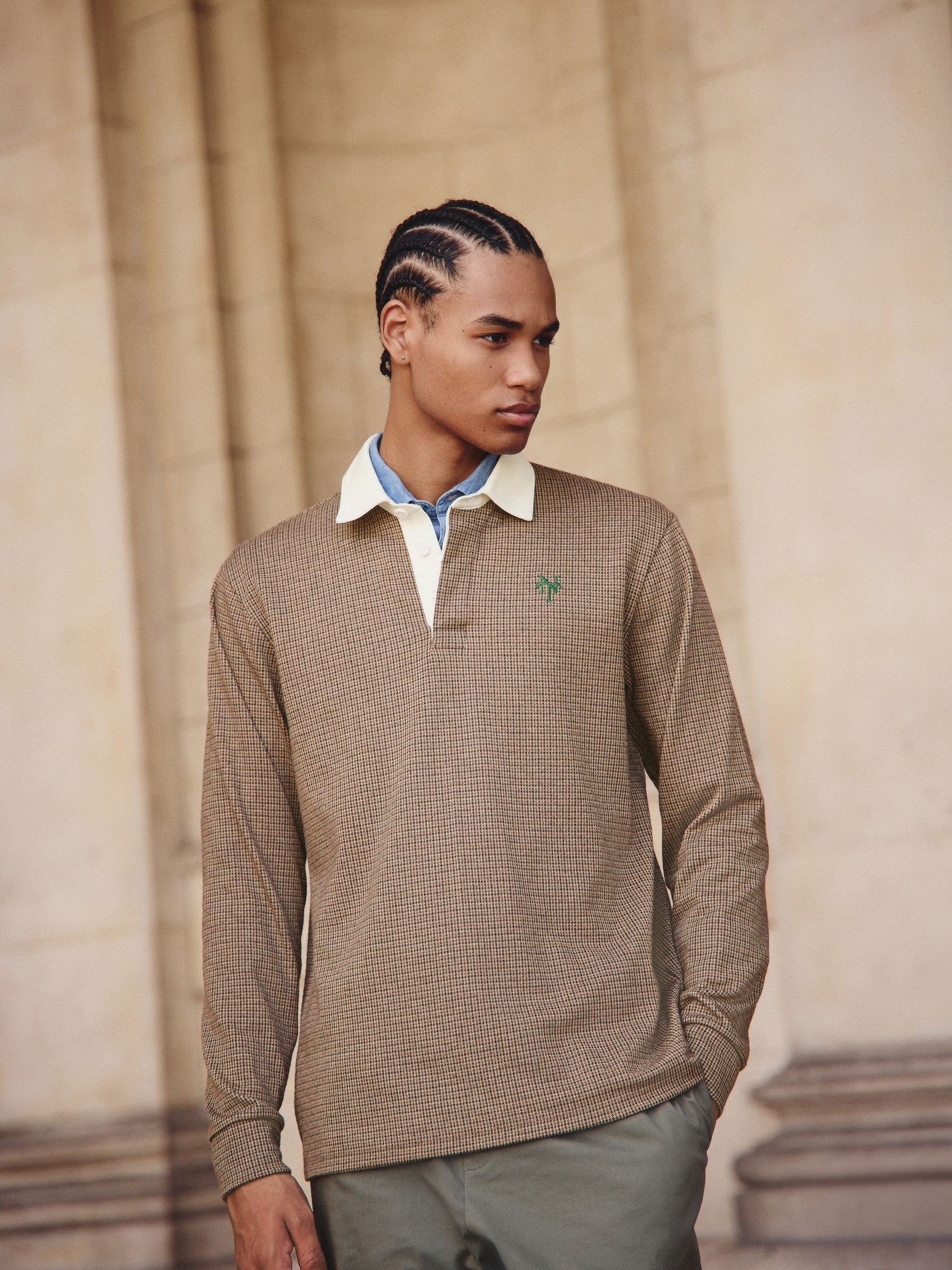 Buy Tan Brown Puppytooth Rugby Shirt from Next USA