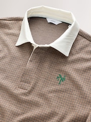 Tan Brown Puppytooth Rugby Shirt - Image 6 of 7