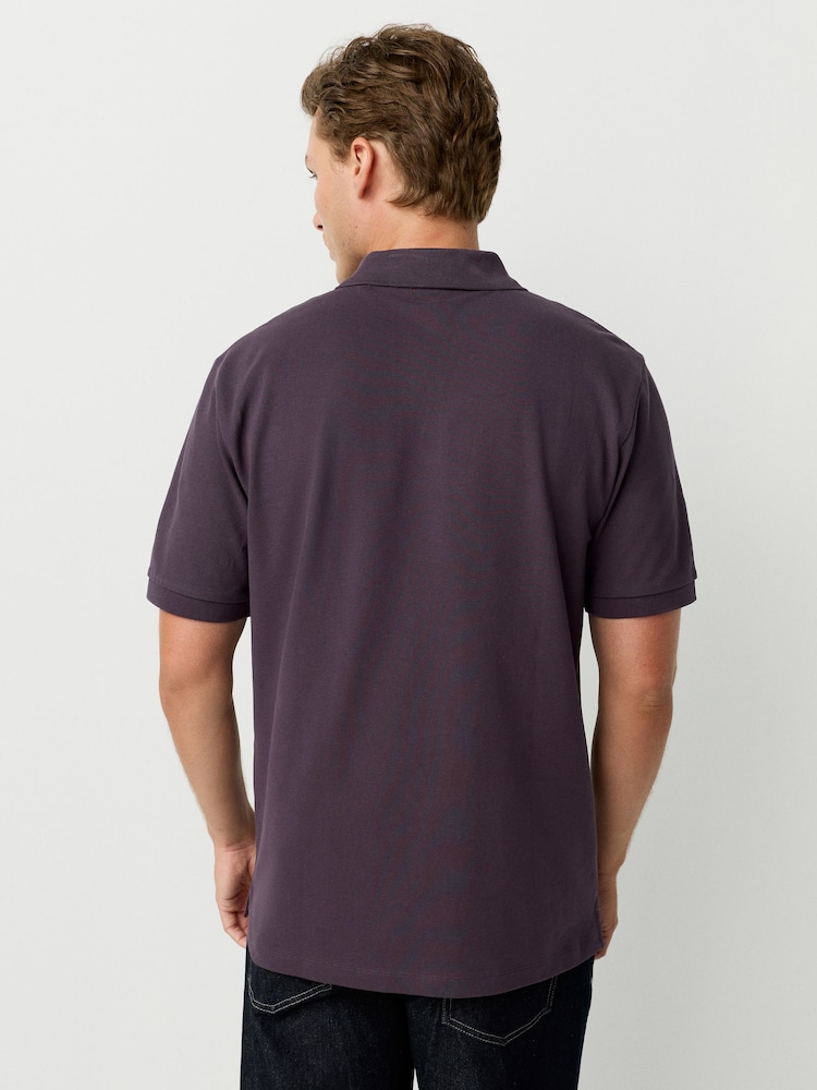Dark Purple Regular Fit Short Sleeve Pique Polo Shirt - Image 2 of 8