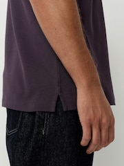 Dark Purple Regular Fit Short Sleeve Pique Polo Shirt - Image 5 of 8