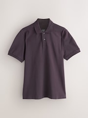 Dark Purple Regular Fit Short Sleeve Pique Polo Shirt - Image 6 of 8