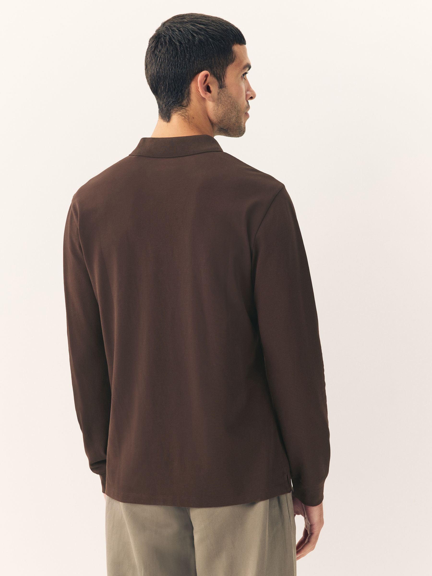 Buy Brown Regular Fit Long Sleeve Pique Polo Shirt from Next USA