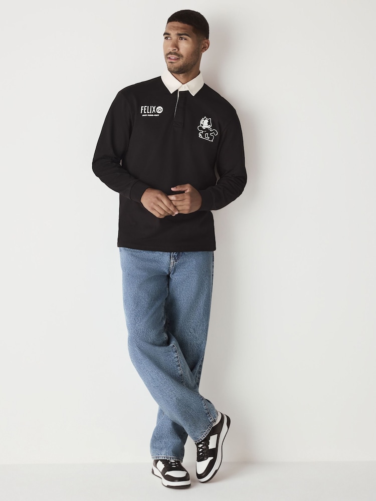 Black Felix Cat Rugby Shirt - Image 2 of 4