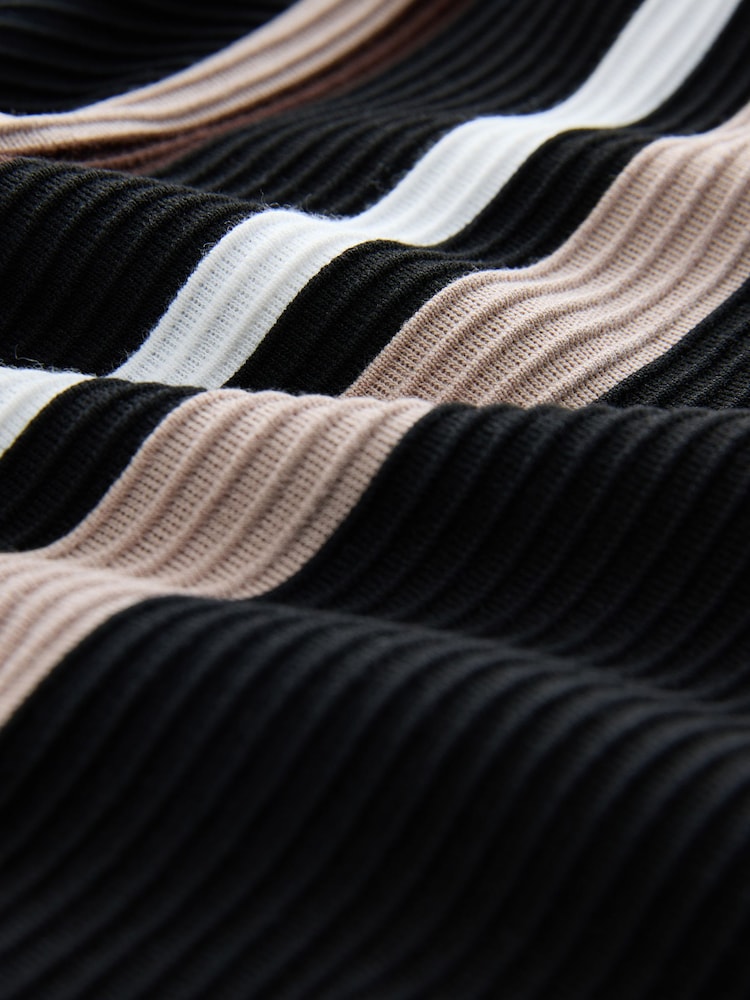 Black/Brown Vertical Stripe Quarter Zip Polo Shirt - Image 8 of 8