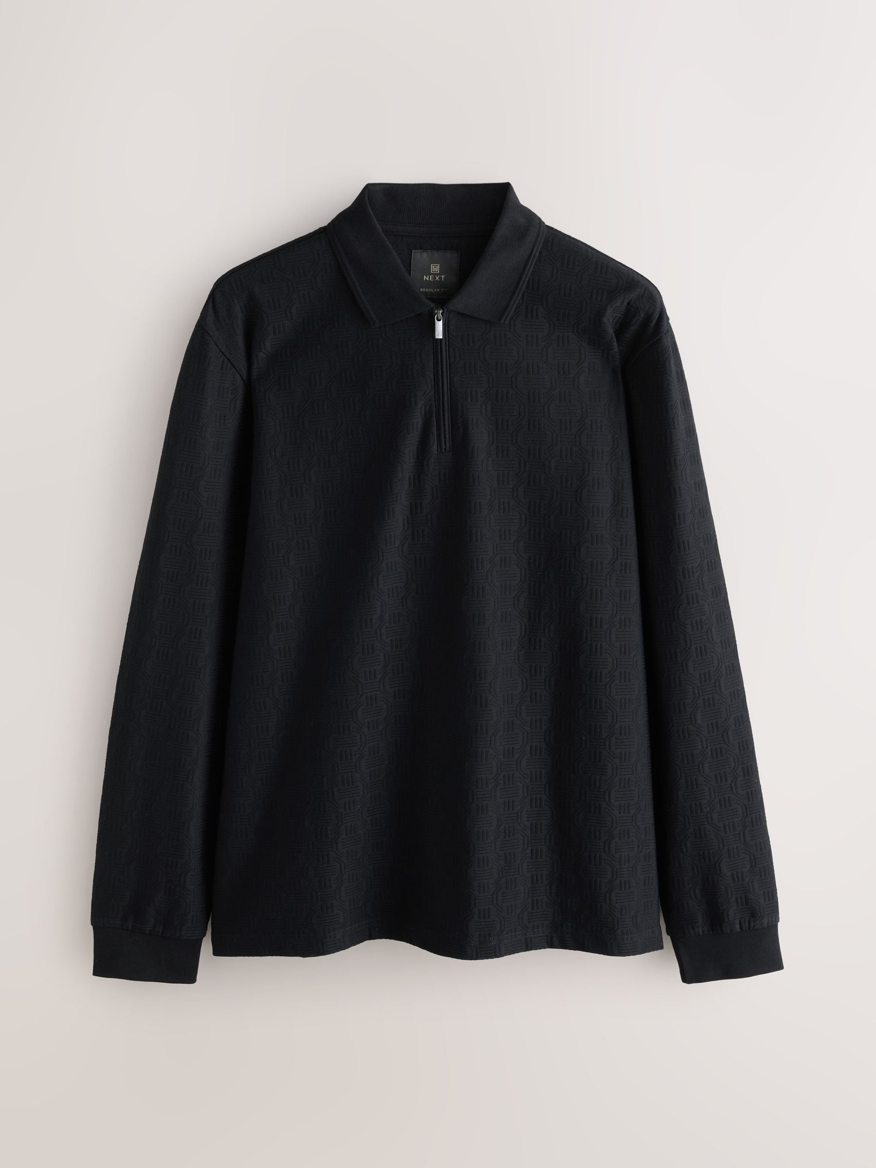 Buy Black Smart Quarter Zip Polo Shirt from Next Romania