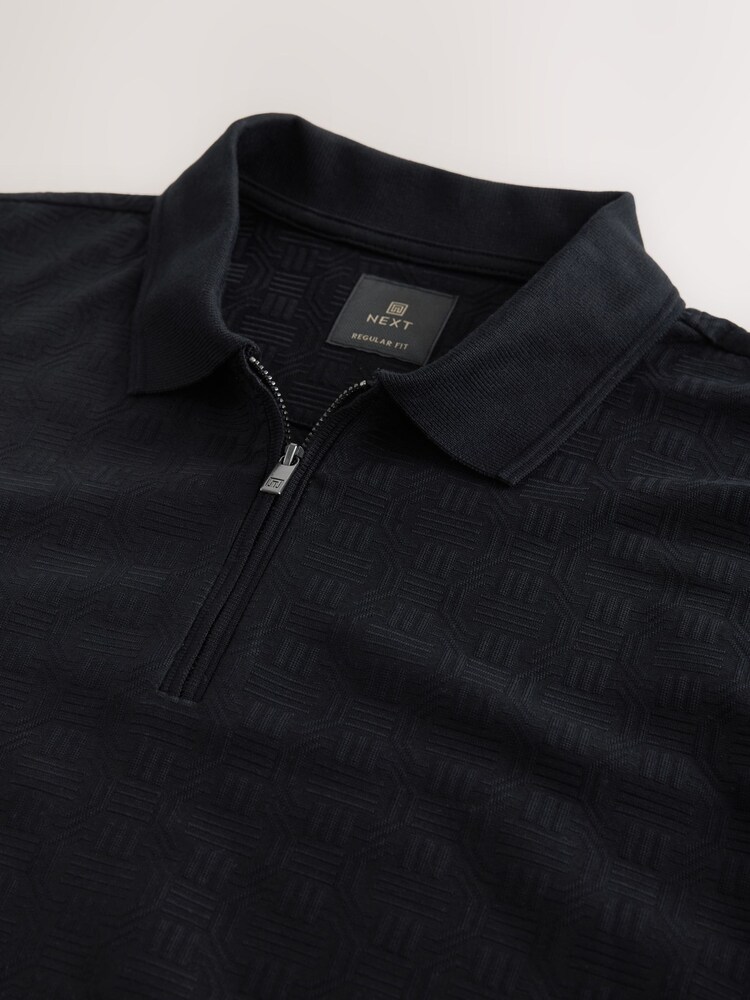 Black Smart Quarter Zip Polo Shirt - Image 9 of 9