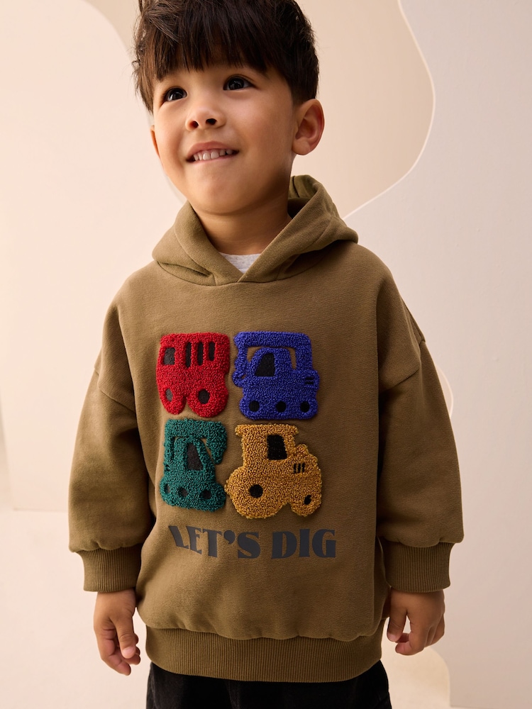 Rust Brown Long Sleeve Appliqué Hoodie (3mths-7yrs) - Image 1 of 8 Rust Brown Long Sleeve Appliqué Hoodie (3mths-7yrs) - Image 1 of 8