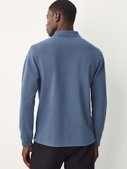 Blue Regular Fit Long Sleeve Pique Polo Shirt - Image 2 of 8