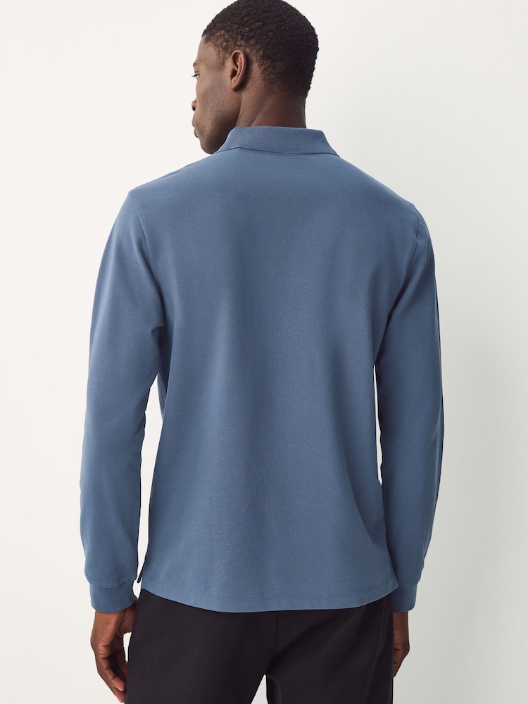 Blue Regular Fit Long Sleeve Pique Polo Shirt - Image 2 of 8
