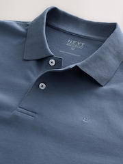 Blue Regular Fit Long Sleeve Pique Polo Shirt - Image 7 of 8
